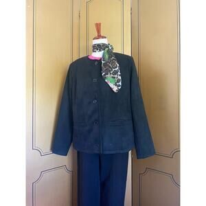 Vintage faux suede jacket in black, size L